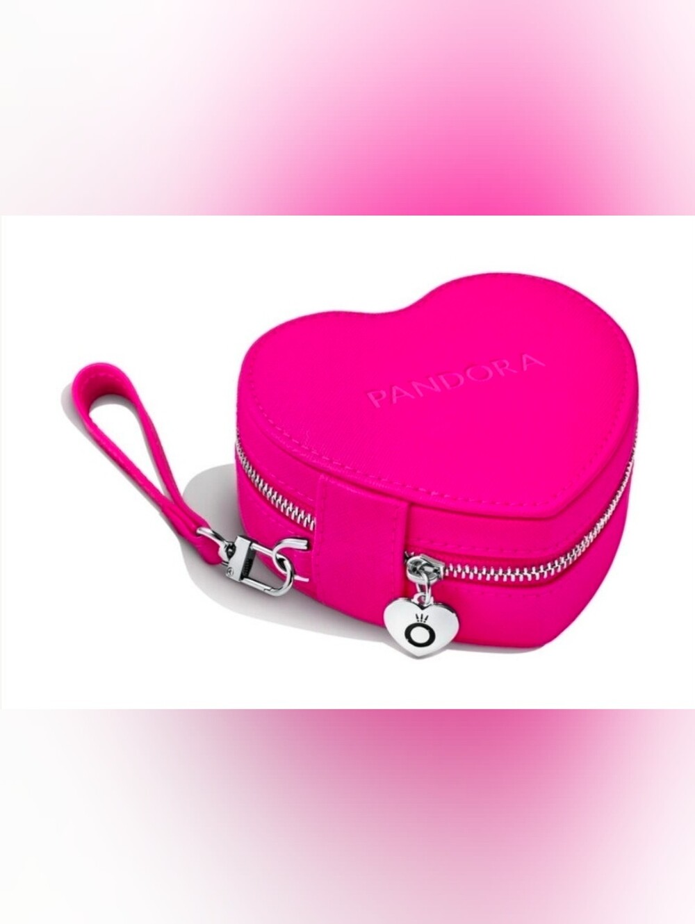 Pandora Pink Heart Shaped Jewelry Case Wristlet
